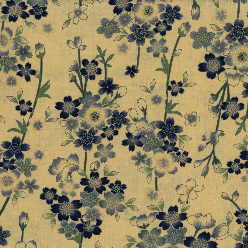 Nutex Akan - Patchwork and Quilting Fabric from Brown's Craft Shed (Tags: Fabric Akan blue botanical classic cream elegant Floral flowers garden green nature Nutex vintage-inspired )