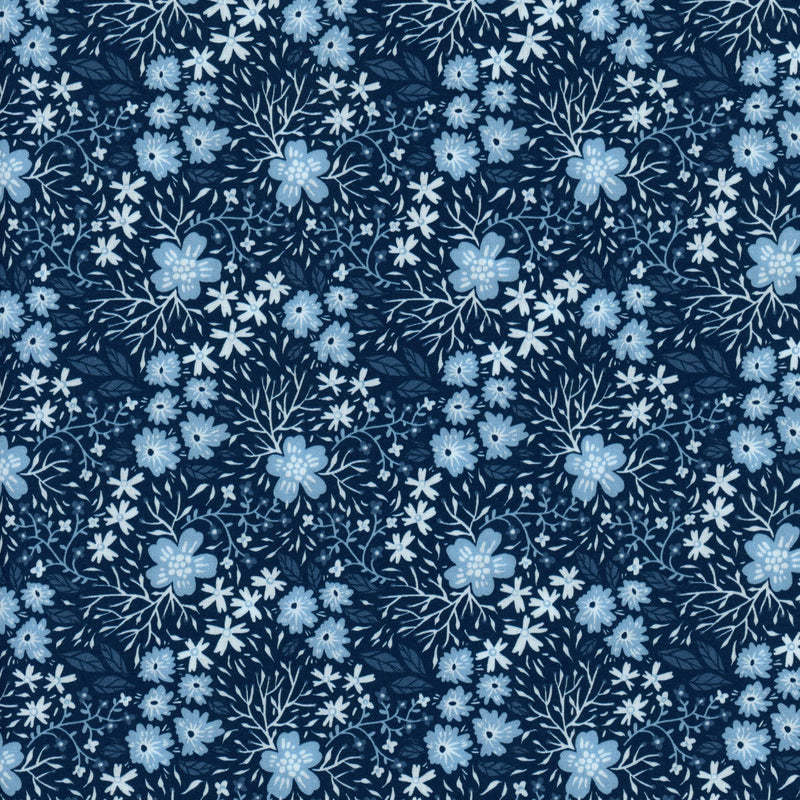 In the Beginning Fabrics - Whimsy - Patchwork and Quilting Fabric from Brown's Craft Shed (Tags: Fabric blue Floral garden In the Beginning Fabrics Midnight Bloom Whimsy nature navy patterns plants quilting cotton vines whimsical Whimsy )