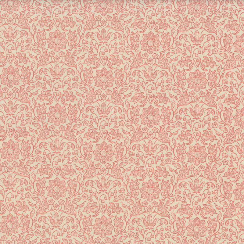 Tilda Songbird - Lila Peach - Patchwork and Quilting Fabric from Brown's Craft Shed (Tags: Fabric blenders classic cottage cream Floral garden pastel pink romantic Tilda Tilda Songbird vines vintage )