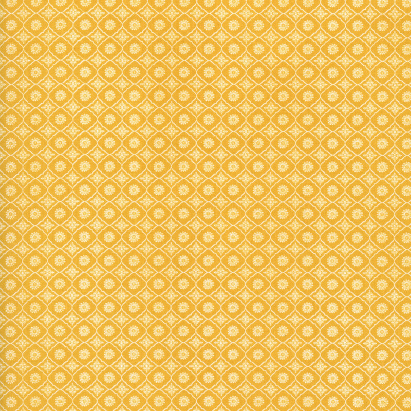 Melbourne Fabric - Unicorn Dreams by Poppie Cotton (Gold) - Patchwork and Quilting Fabric from Brown's Craft Shed (Tags: Fabric blender children cream Floral Geometric lattice Melbourne Fabric pastel patterns playful Poppie Cotton Unicorn Dreams whimsical Yellow )