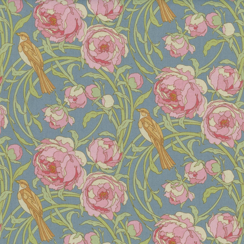 Tilda Songbird - Cora Blue - Patchwork and Quilting Fabric from Brown's Craft Shed (Tags: Fabric birds blue Cora Floral garden green nature pink romantic Tilda Tilda Songbird vintage whimsical )