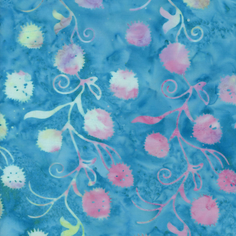 Lloyd Curzon Northern Lights Batik - Patchwork and Quilting Fabric from Brown's Craft Shed (Tags: Fabric aqua batik blenders blue cream Floral Lloyd Curzon nature Northern Lights pastel pink textures vines watercolour whimsical )
