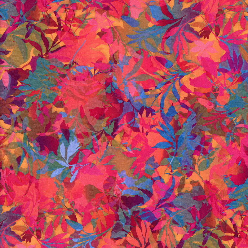 Robert Kaufman Artful Blooms Coral - Patchwork and Quilting Fabric from Brown's Craft Shed (Tags: Fabric Artful Blooms autumn blue bold coral foliage nature orange patchwork pink Robert Kaufman statement teal textures vibrant )