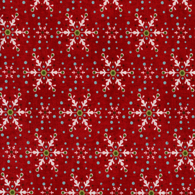 Moda Fabrics - Peppermint Bark - Patchwork and Quilting Fabric from Brown's Craft Shed (Tags: Fabric aqua festive décor Festive Snowflake green holiday Moda Fabrics patchwork Peppermint Bark quilting cotton red seasonal fabric snowflake white )