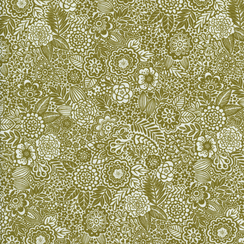 Makower Revival Stencil - Patchwork and Quilting Fabric from Brown's Craft Shed (Tags: Fabric bold garden green Makower nature olive patchwork patterns quilting stencil traditional vintage )