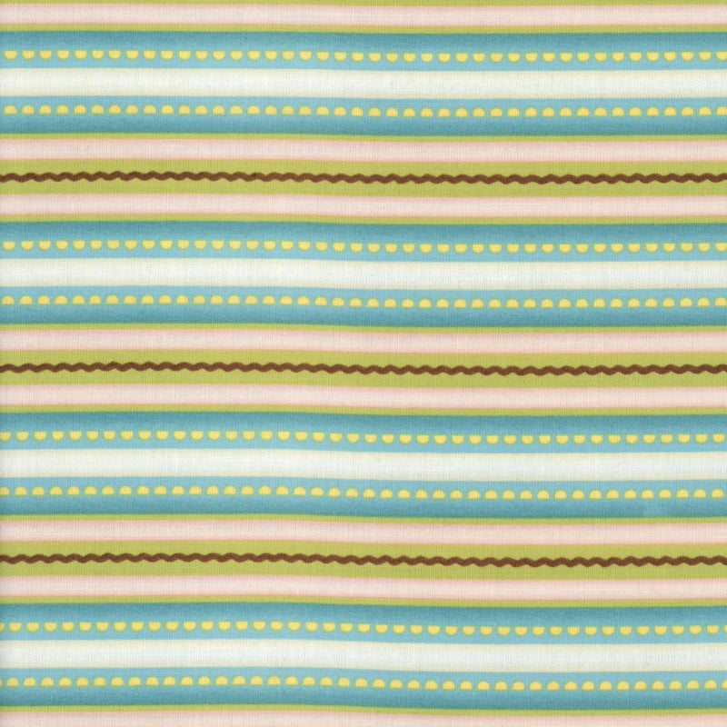 Henry Glass & Co Sewing Room Social by Jacquelynne Steves - Patchwork and Quilting Fabric from Brown's Craft Shed (Tags: Fabric blue Brown children green lines novelty patterns pink playful ric rac Stripes )