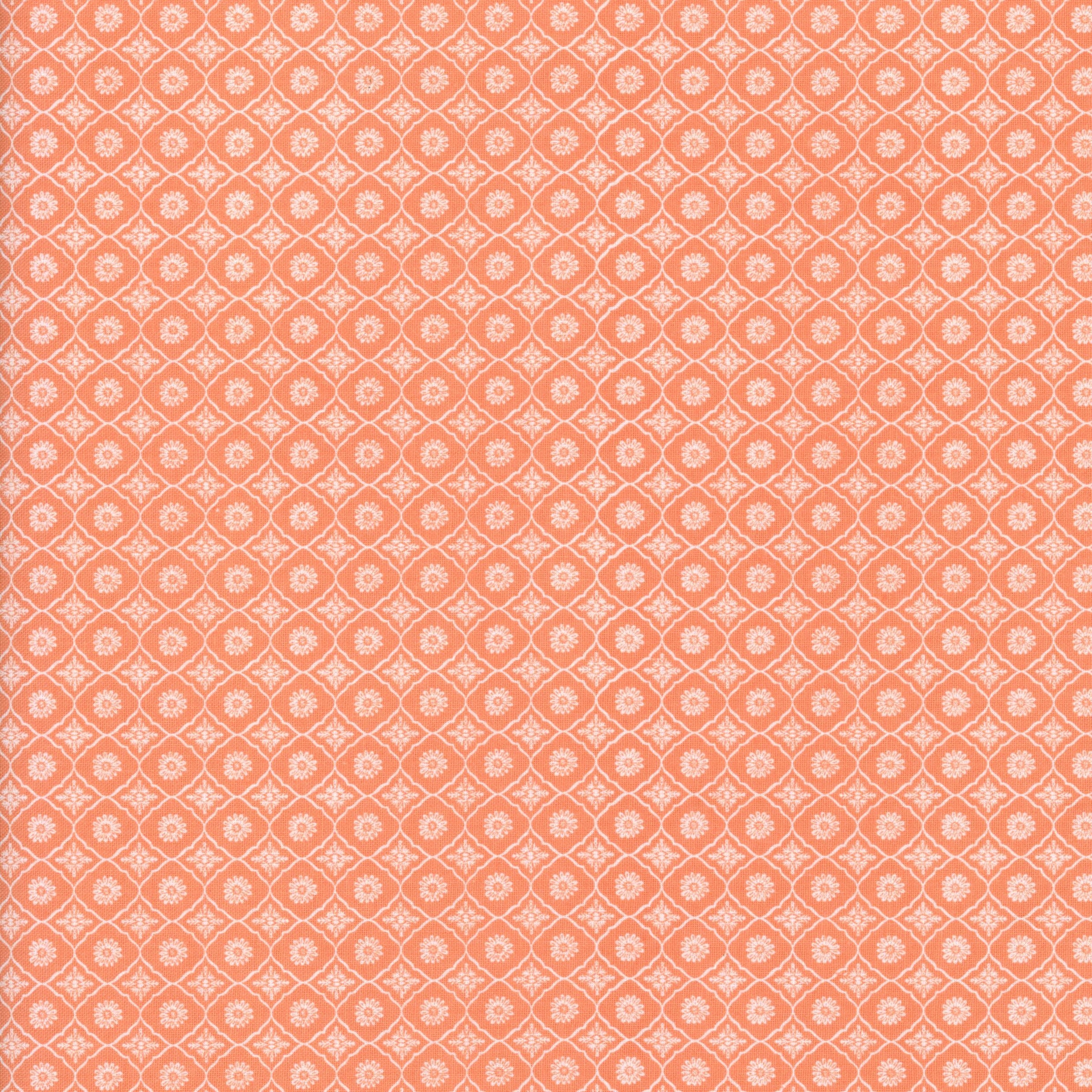 Melbourne Fabric - Unicorn Dreams by Poppie Cotton (Peach) - Patchwork and Quilting Fabric from Brown's Craft Shed (Tags: Fabric blender children Floral Geometric lattice Melbourne Fabric pastel patterns playful Poppie Cotton Unicorn Dreams whimsical white )