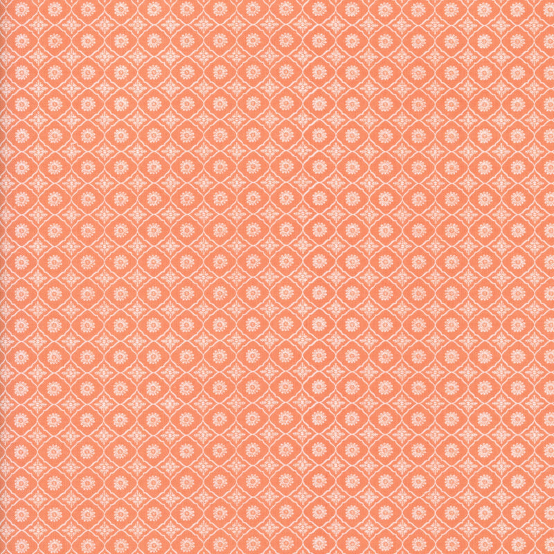 Melbourne Fabric - Unicorn Dreams by Poppie Cotton (Peach) - Patchwork and Quilting Fabric from Brown's Craft Shed (Tags: Fabric blender children Floral Geometric lattice Melbourne Fabric pastel patterns playful Poppie Cotton Unicorn Dreams whimsical white )