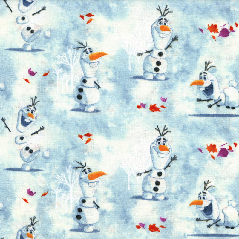 Camelot Fabrics Olaf Watercolour - Light Blue - Patchwork and Quilting Fabric from Brown's Craft Shed (Tags: Fabric blue cartoon character children disney fabric novelty playful whimsical )