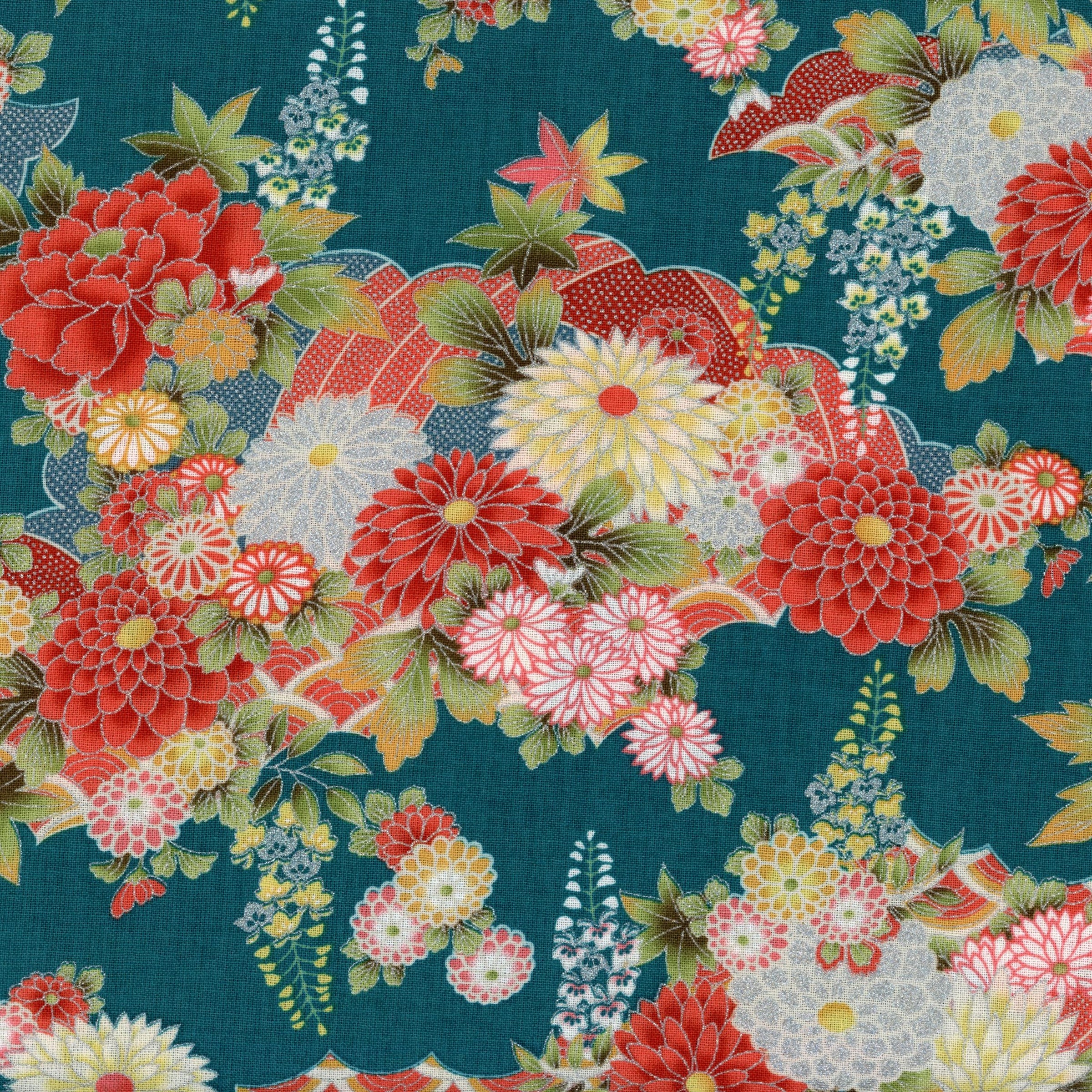 Andover Fabrics Nora's Garden by Shauna Doris - Patchwork and Quilting Fabric from Brown's Craft Shed (Tags: Fabric Andover Fabrics cream elegant Floral flowers garden green nature Nora's Garden red Shauna Doris teal vintage )