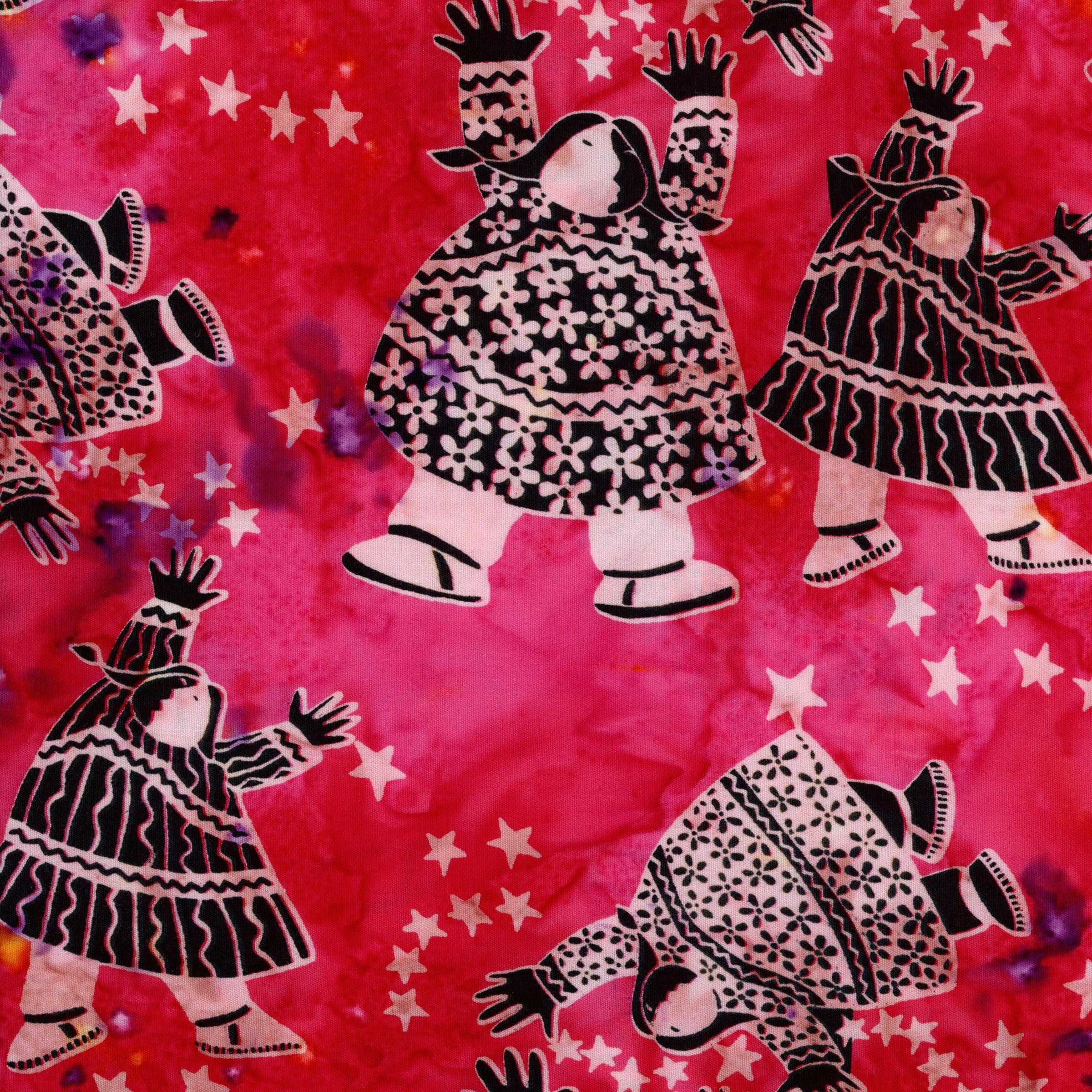 Banyan Batiks Arctic Fun - Dancing Lady (Tickle Me Pink) - Patchwork and Quilting Fabric from Brown's Craft Shed (Tags: Fabric Arctic Fun Banyan Batiks batik Black bright children Dancing Lady girls novelty patterns pink playful whimsical white )