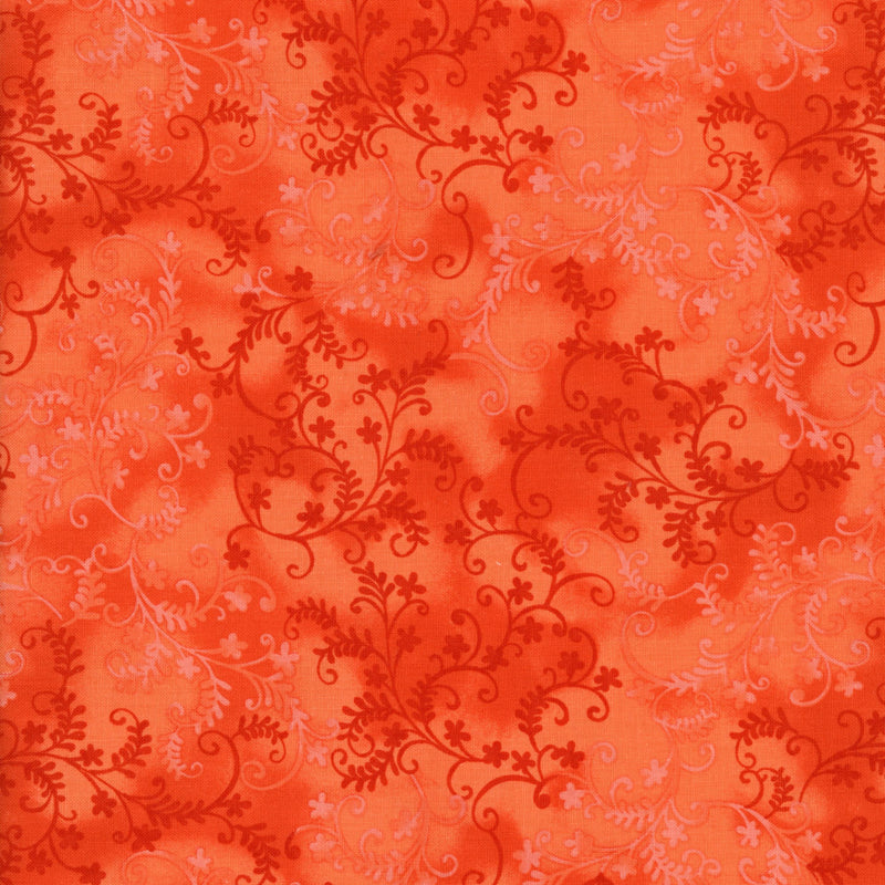 Mystic Vine by John Louden (Tangerine) - Patchwork and Quilting Fabric from Brown's Craft Shed (Tags: Fabric craft cotton Floral John Louden orange patterns quilting tangerine textures vines )