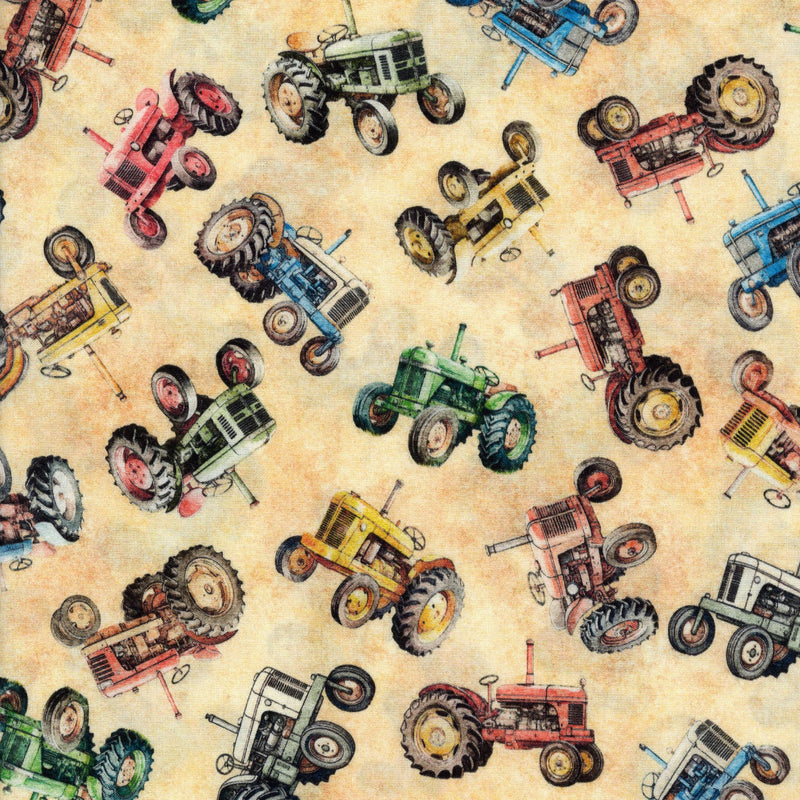 QT Fabrics Lil Farmers by Morris Creative Group - Patchwork and Quilting Fabric from Brown's Craft Shed (Tags: Fabric blue children country farm farming green Lil Farmers Morris Creative Group multi novelty QT Fabrics red rustic tractors vehicles )