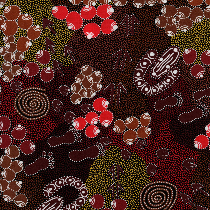 M&S Textiles - Bush Plum Dreaming Brown by Juliette Nakamarra