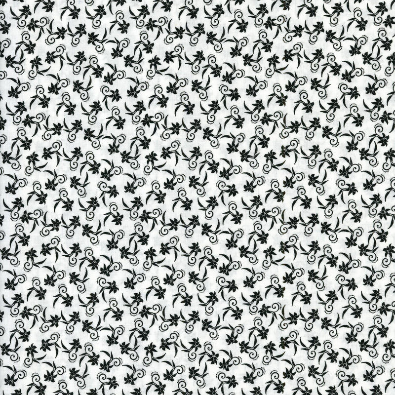 Fabric Freedom Black Vine Blossom - Patchwork and Quilting Fabric from Brown's Craft Shed (Tags: Fabric Black blenders Floral Geometric Neutral patterns vines white )