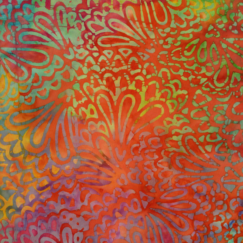 Batik Australia - Backing - Patchwork and Quilting Fabric from Brown's Craft Shed (Tags: Fabric abstract artistic backing batik Batik Australia cotton green multi orange patchwork purple quilting sunset tropical vibrant wide backing )