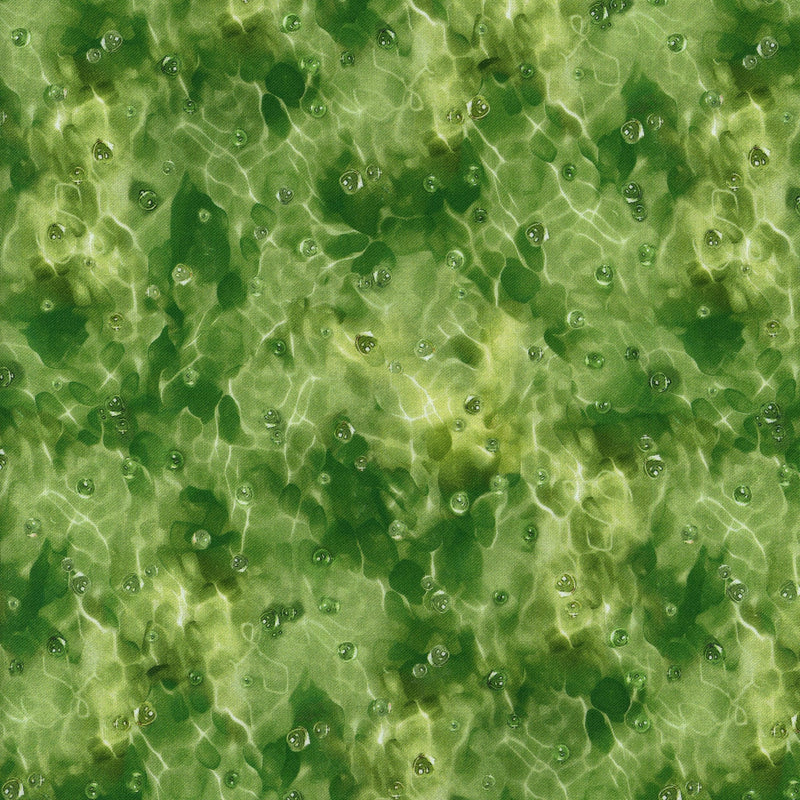 Devonstone Collection Koi Pond by Clint Eager for P&B Textiles - Patchwork and Quilting Fabric from Brown's Craft Shed (Tags: Fabric aquatic background bubbles Clint Eager garden green koi pond nature P&B Textiles pond specialty texture water )
