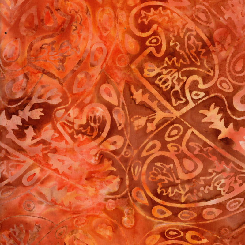 Batik Australia Backing - Patchwork and Quilting Fabric from Brown's Craft Shed (Tags: Fabric autumn backing batik Batik Australia cotton leaf nature orange paisley patchwork quilting rust terracotta textured wide backing )