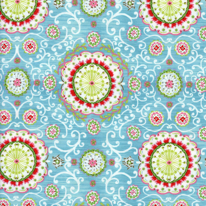 Free Spirit Fabrics - Winterland by Dena Designs - Patchwork and Quilting Fabric from Brown's Craft Shed (Tags: Fabric blue bright Dena Designs festive Free Spirit Fabrics Frosted Medallion Blue green modern patchwork pattern pink quilting red whimsical Winterland )