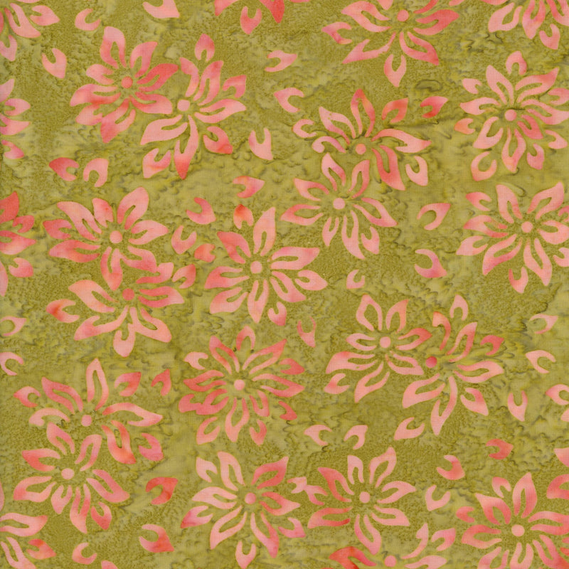 Banyan Batiks - Rock Candy - Patchwork and Quilting Fabric from Brown's Craft Shed (Tags: Fabric Banyan Batiks batik blender Floral flowers garden green nature olive pastel pink quilting cotton Rock Candy textures tropical )