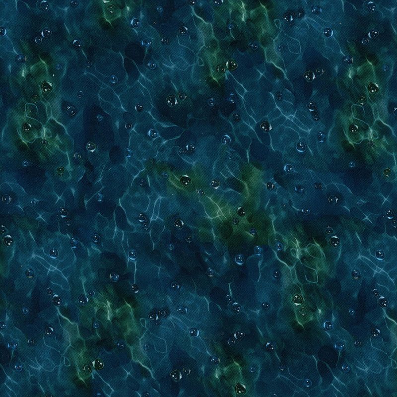 Devonstone Collection Koi Pond by Clint Eager for P&B Textiles - Patchwork and Quilting Fabric from Brown's Craft Shed (Tags: Fabric aquatic background blue bubbles Clint Eager dark green koi pond moody nature ocean P&B Textiles pond specialty texture water )