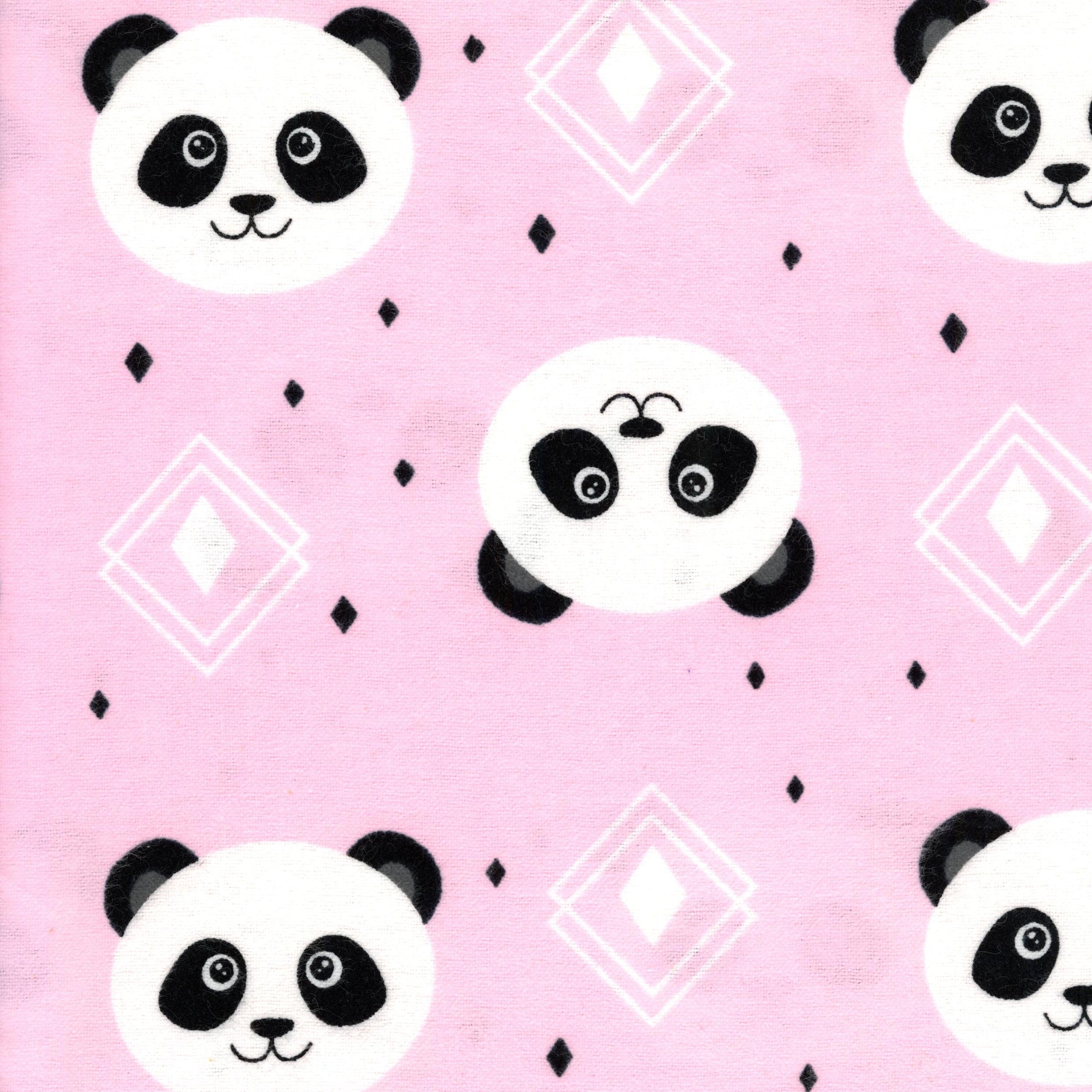 Fabric Freedom Pandas Flannel - Patchwork and Quilting Fabric from Brown's Craft Shed (Tags: Fabric animal animals baby Black children diamonds Fabric Freedom flannel nursery panda pink playful white )