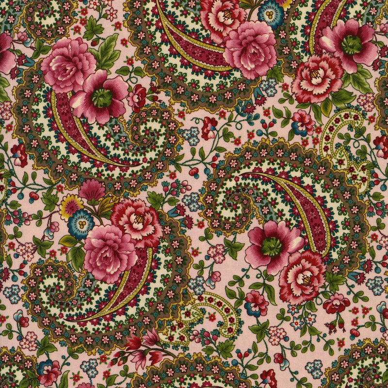 Henry Glass & Co. Lost Gardens of Heligan by Michelle Yeo - Patchwork and Quilting Fabric from Brown's Craft Shed (Tags: Fabric Floral garden green Henry Glass & Co. Lost Gardens of Heligan Michelle Yeo multi paisley pink red romantic teal vines vintage )