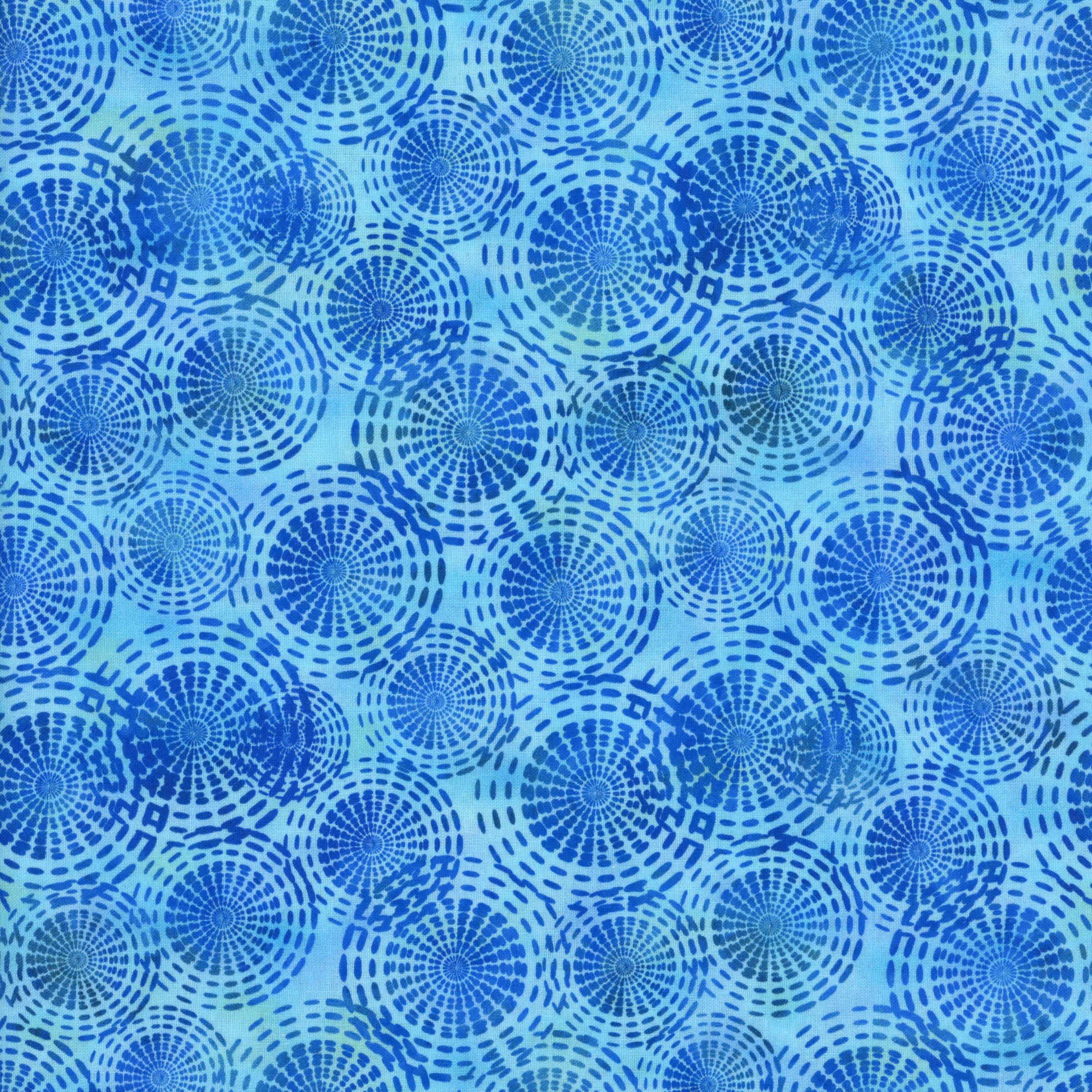 In The Beginning Fabrics - Dazzle by Jason Yenter - Patchwork and Quilting Fabric from Brown's Craft Shed (Tags: Fabric abstract blender blue bold circles contemporary Dazzle dots Jason Yenter kaleidoscope modern water )