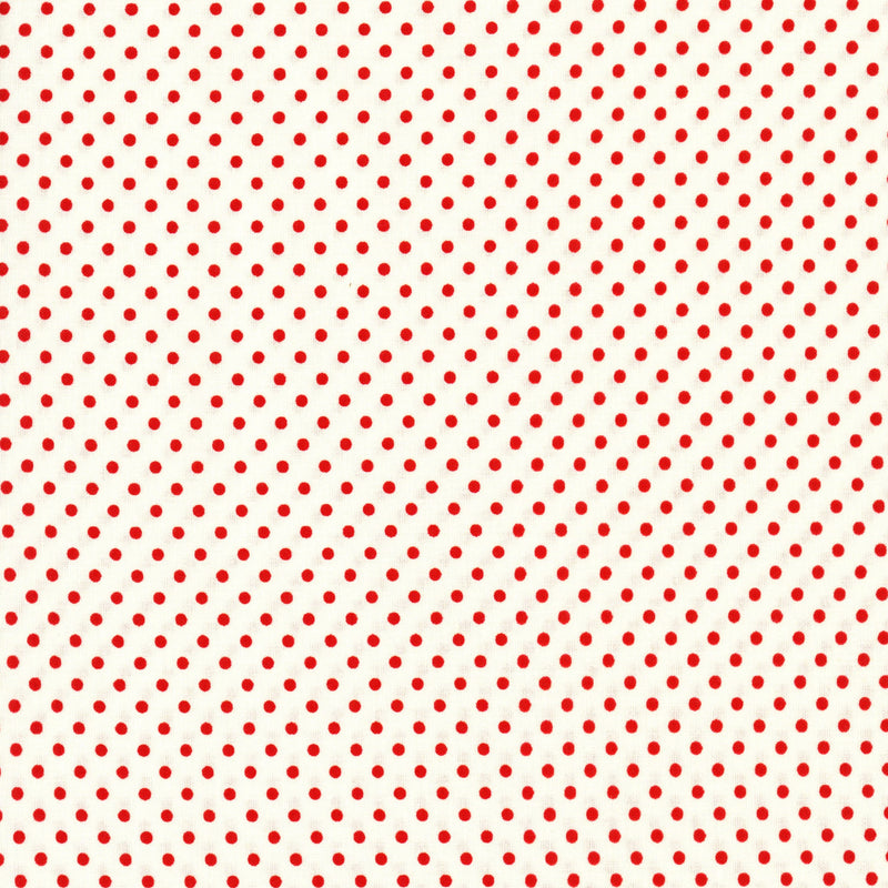 PK Fabrics Daisy's Redwork in Vintage White - Patchwork and Quilting Fabric from Brown's Craft Shed (Tags: Fabric 1930s basics blender Debbie Beaves Flowerhouse polka dots red reproduction Spots vintage white )