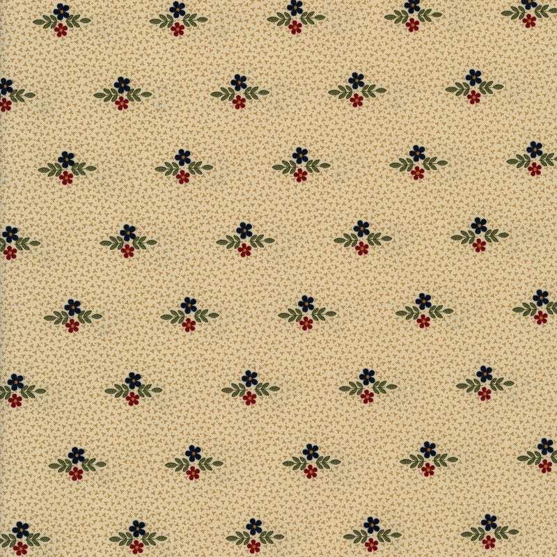 Moda Fluttering Leaves by Kansas Trouble - Patchwork and Quilting Fabric from Brown's Craft Shed (Tags: Fabric Country Charm Floral cream Floral Fluttering Leaves green heritage Kansas Troubles Moda nature navy patchwork quilting cotton red small print traditional vintage )