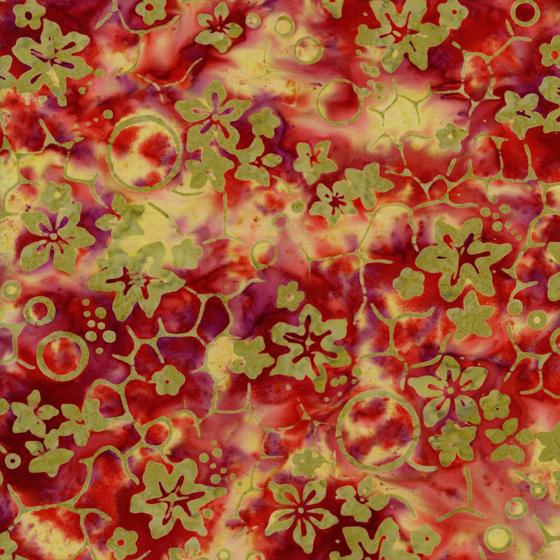 Banyan Batiks - Rock Candy - Patchwork and Quilting Fabric from Brown's Craft Shed (Tags: Fabric Banyan Batiks batik blender circles Floral flowers nature pink playful purple red Rock Candy textures watercolour )