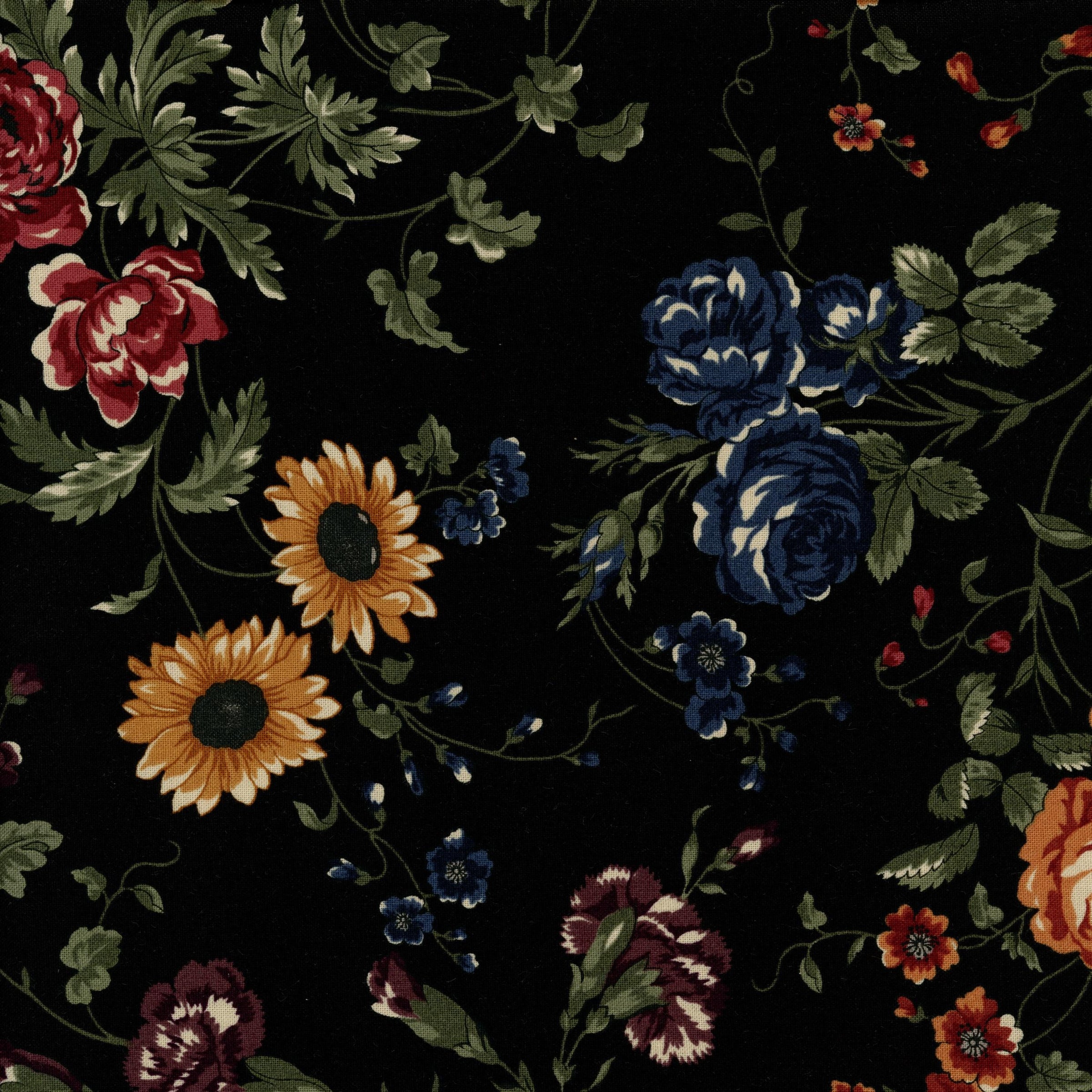 Moda Daisy Lane by Kansas Trouble - Patchwork and Quilting Fabric from Brown's Craft Shed (Tags: Fabric Black blue classic cottage Floral garden green Kansas Trouble Moda Moda Daisy Lane red traditional vines vintage Yellow )