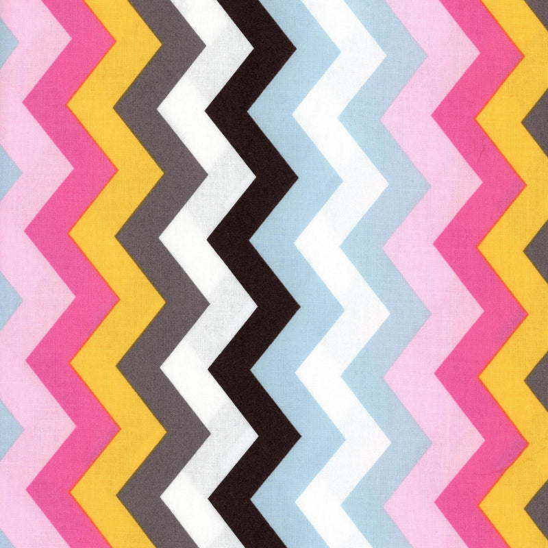 Blend Luckie by Maude Asbury - Patchwork and Quilting Fabric from Brown's Craft Shed (Tags: Fabric blue chevron grey multi patterns pink playful Stripes )