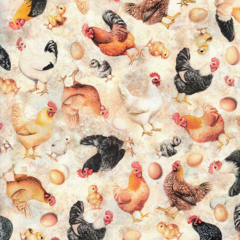 QT Fabrics Lil Farmers by Morris Creative Group - Patchwork and Quilting Fabric from Brown's Craft Shed (Tags: Fabric animal animals chickens chicks country cream eggs farm farmhouse hens Lil Farmers Morris Creative Group novelty QT Fabrics rooster rustic )