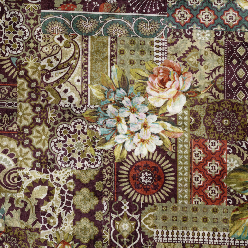 In The Beginning Fabrics - Carpet Bag Romance by Jason Yenter - Patchwork and Quilting Fabric from Brown's Craft Shed (Tags: Fabric burgundy Carpet Bag Romance feature print Floral Geometric Jason Yenter mosaic multi olive ornate patterns rust teal vintage )