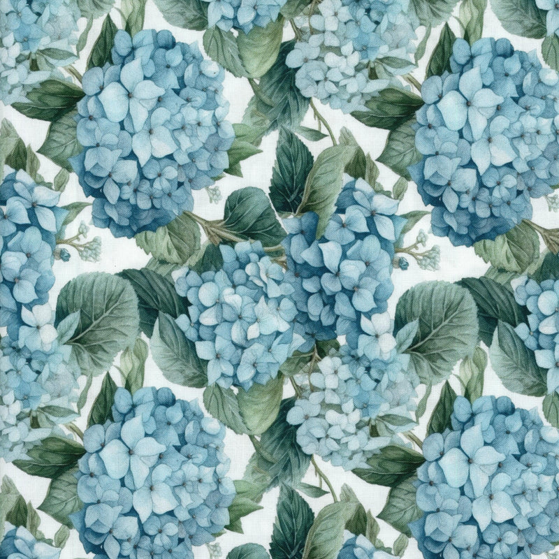 Devonstone Collection Nora's Nursery Hydrangea - Patchwork and Quilting Fabric from Brown's Craft Shed (Tags: Fabric blue cottagecore devonstone garden green hydrangea nature nursery plants quilting romantic vintage white )