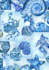 In The Beginning Wonders of the Ocean by ITB Studios - Blue - Patchwork and Quilting Fabric from Brown's Craft Shed (Tags: Fabric animals blue fish nature nautical novelty ocean octopus patterns sea shells starfish water whimsical wildlife )