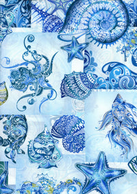 In The Beginning Wonders of the Ocean by ITB Studios - Blue - Patchwork and Quilting Fabric from Brown's Craft Shed (Tags: Fabric animals blue fish nature nautical novelty ocean octopus patterns sea shells starfish water whimsical wildlife )