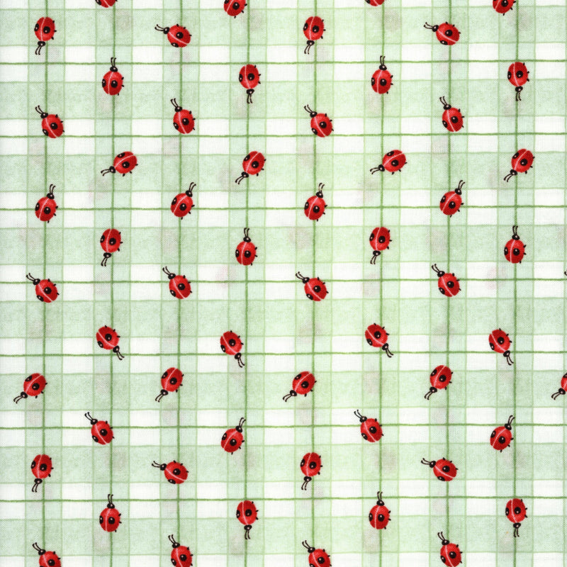Henry Glass & Co: Strawberry Bears (Ladybug Picnic) by Kim Bowles - Patchwork and Quilting Fabric from Brown's Craft Shed (Tags: Fabric animal animals children green Henry Glass insect Kim Bowles ladybug novelty patterned playful red spring whimsical )