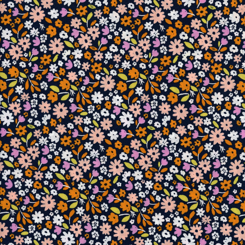 Moda Marigold by Aneela Hoey - Patchwork and Quilting Fabric from Brown's Craft Shed (Tags: Fabric Aneela Hoey Floral flowers garden green Moda nature navy orange pink playful quilting cotton whimsical white )