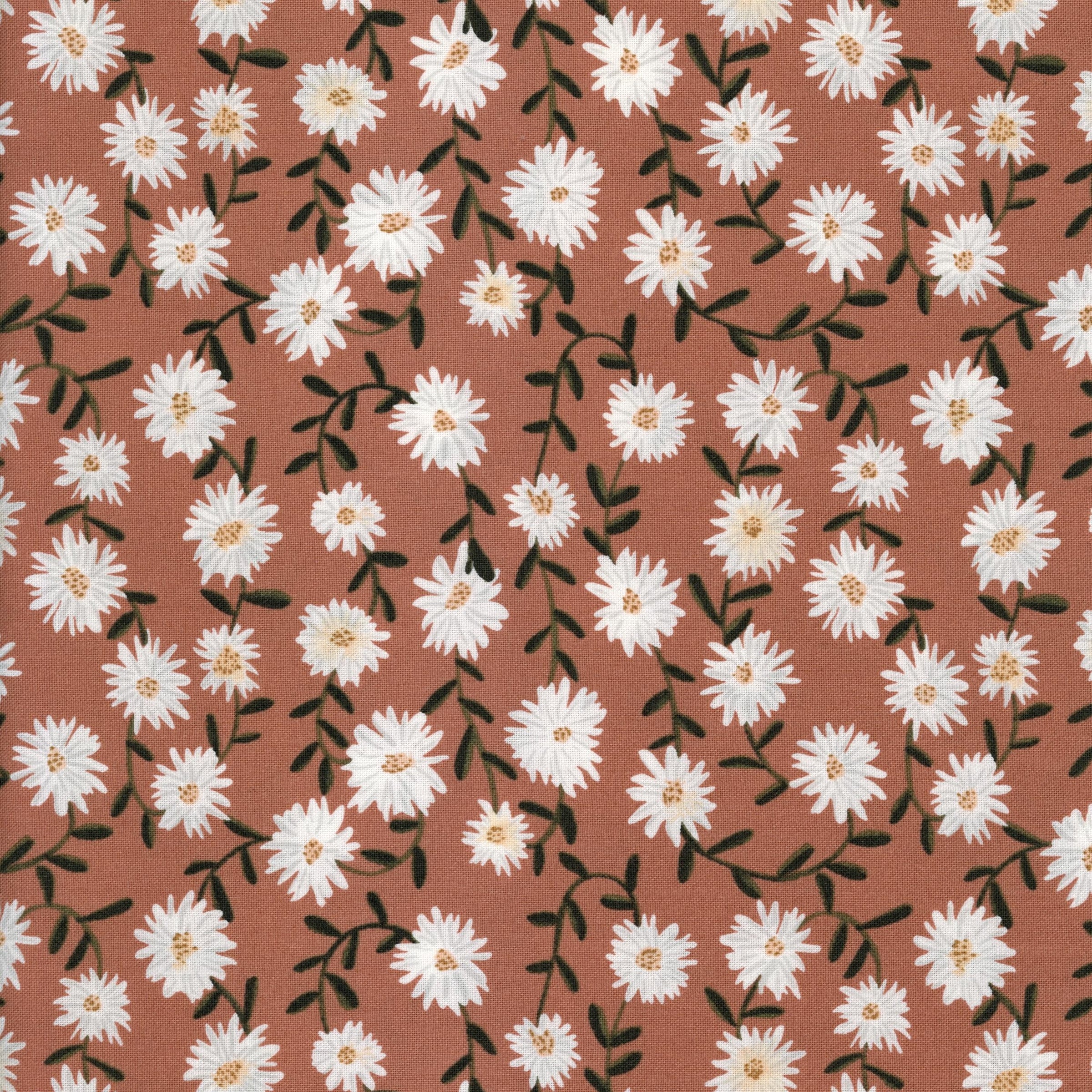 FIGO Fabrics Nature Trail by Boccaccini Meadows (Daisy - Rust) - Patchwork and Quilting Fabric from Brown's Craft Shed (Tags: Fabric Cottage Style FIGO Fabrics Floral Nature Trail )