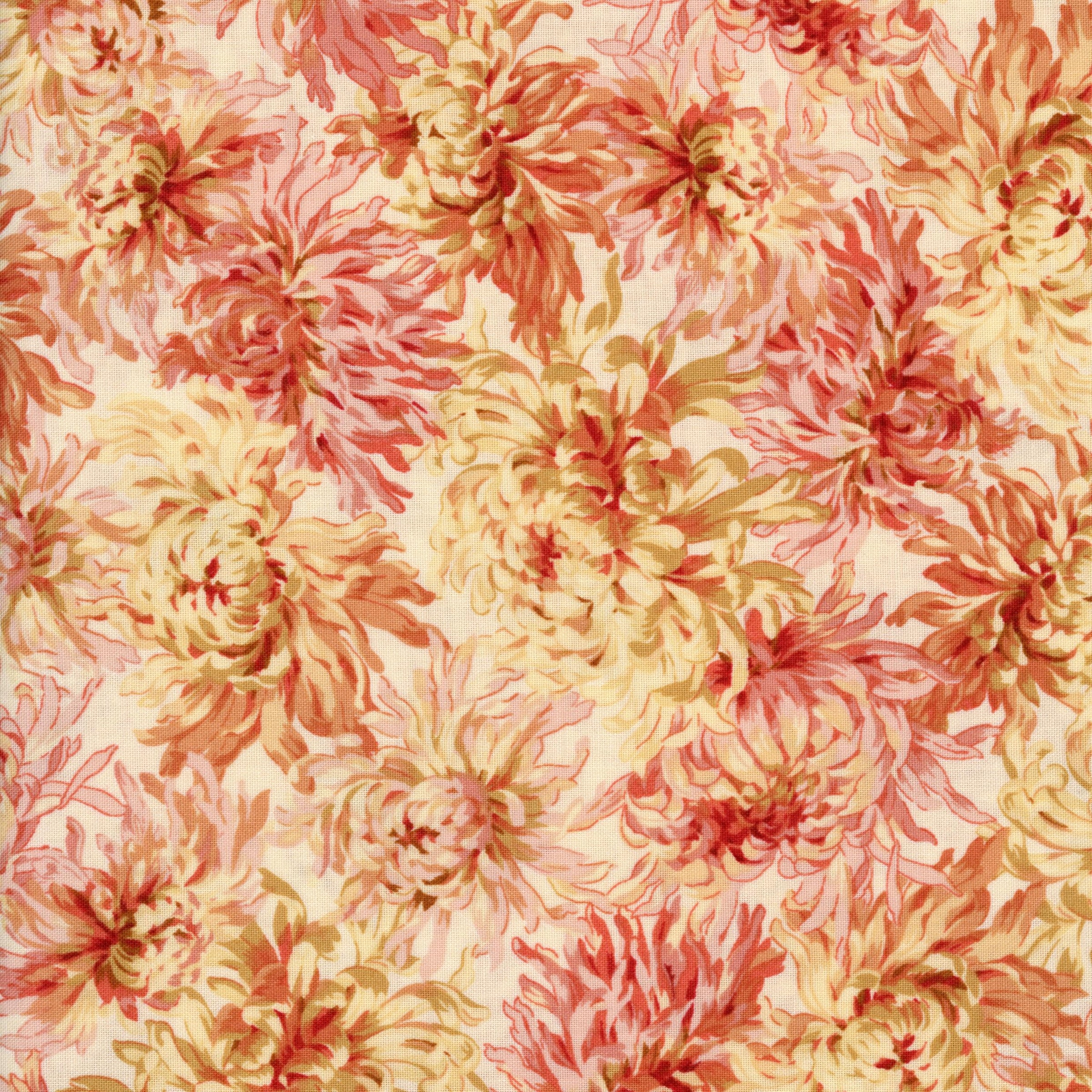 Maywood Studio Sophia - Patchwork and Quilting Fabric from Brown's Craft Shed (Tags: Fabric chrysanthemum coral cottagecore cream Floral flowers garden Maywood Studio nature pink romantic Sophia vintage watercolour )