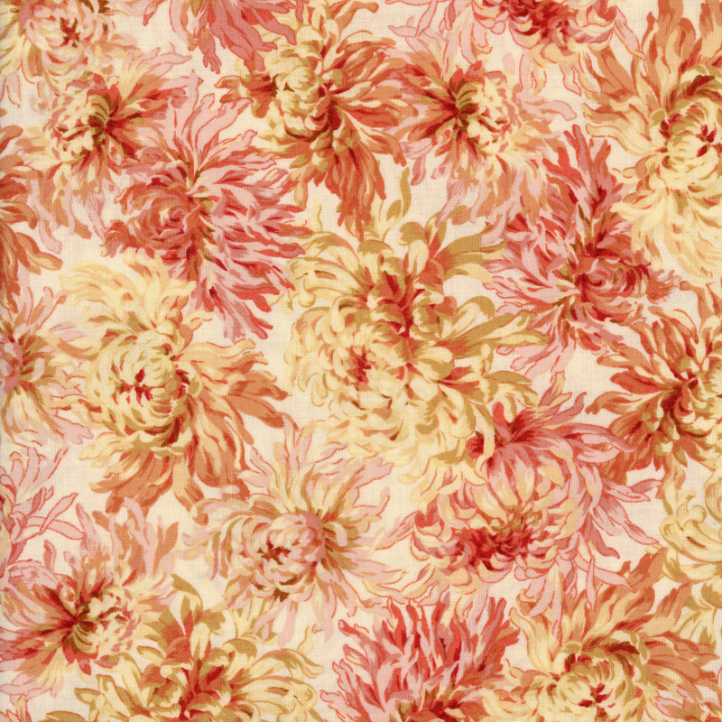 Maywood Studio Sophia - Patchwork and Quilting Fabric from Brown's Craft Shed (Tags: Fabric chrysanthemum coral cottagecore cream Floral flowers garden Maywood Studio nature pink romantic Sophia vintage watercolour )