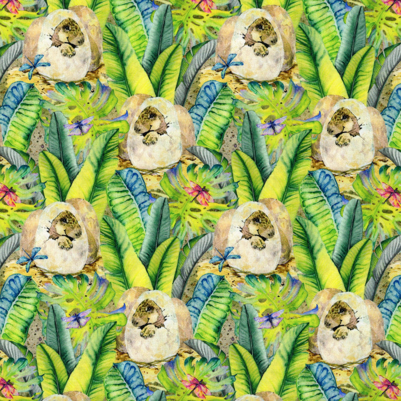 In The Beginning Fabrics - Dinosaur Friends - Patchwork and Quilting Fabric from Brown's Craft Shed (Tags: Fabric animals butterflies children dinosaur dinosaurs green jungle multi nature novelty playful prehistoric tropical )