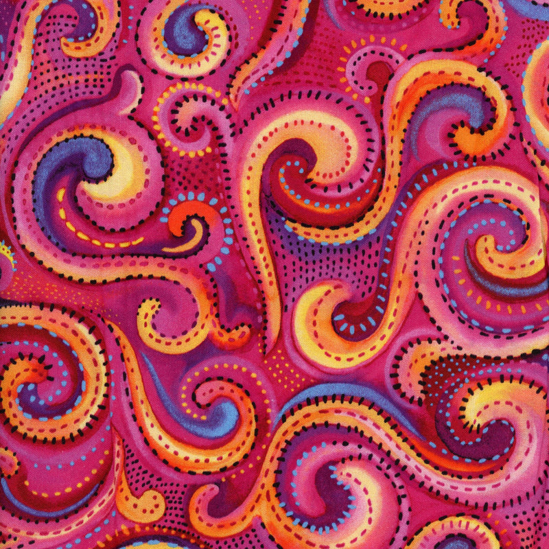 StudioE Whirlwind 108" - Sunset Flame - Patchwork and Quilting Fabric from Brown's Craft Shed (Tags: Fabric 108 inch wide backing basics blenders extra wide orange paisley patterns pink red sunset textures whimsical wide wide back wide backing wide width wideback )