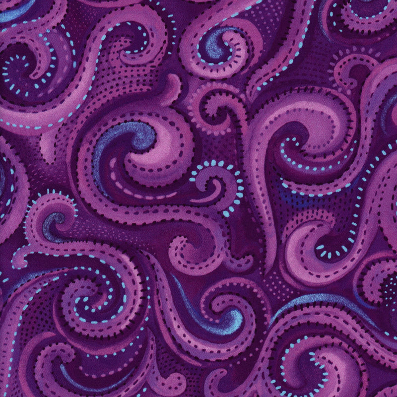 StudioE Whirlwind 108" - Violet Swirl - Patchwork and Quilting Fabric from Brown's Craft Shed (Tags: Fabric 108 inch wide backing basics blenders extra wide paisley patterns purple textures violet whimsical wide wide backing wideback )