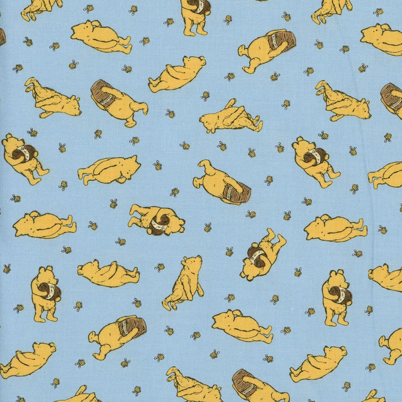 Riley Blake Designs - Winnie the Pooh (Blue) - Patchwork and Quilting Fabric from Brown's Craft Shed (Tags: Fabric animals bees blue cartoon children cute novelty pastel playful Pooh Bear Riley Blake Designs storybook Winnie the Pooh )