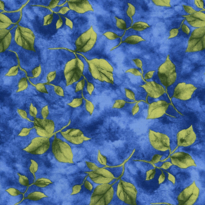 P&B Textiles - Bouquet Impression - Patchwork and Quilting Fabric from Brown's Craft Shed (Tags: Fabric blue bold Bouquet Impression contrast garden green marbled modern nature P&B Textiles patchwork quilting Sapphire Leaf Dance tonal )