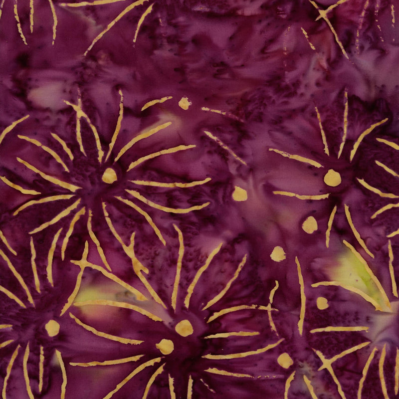 Banyan Batiks Cranberry Chutney - Patchwork and Quilting Fabric from Brown's Craft Shed (Tags: Fabric Banyan Batiks batik bold burgundy cranberry flowers gold nature organic purple statement textured warm tones )