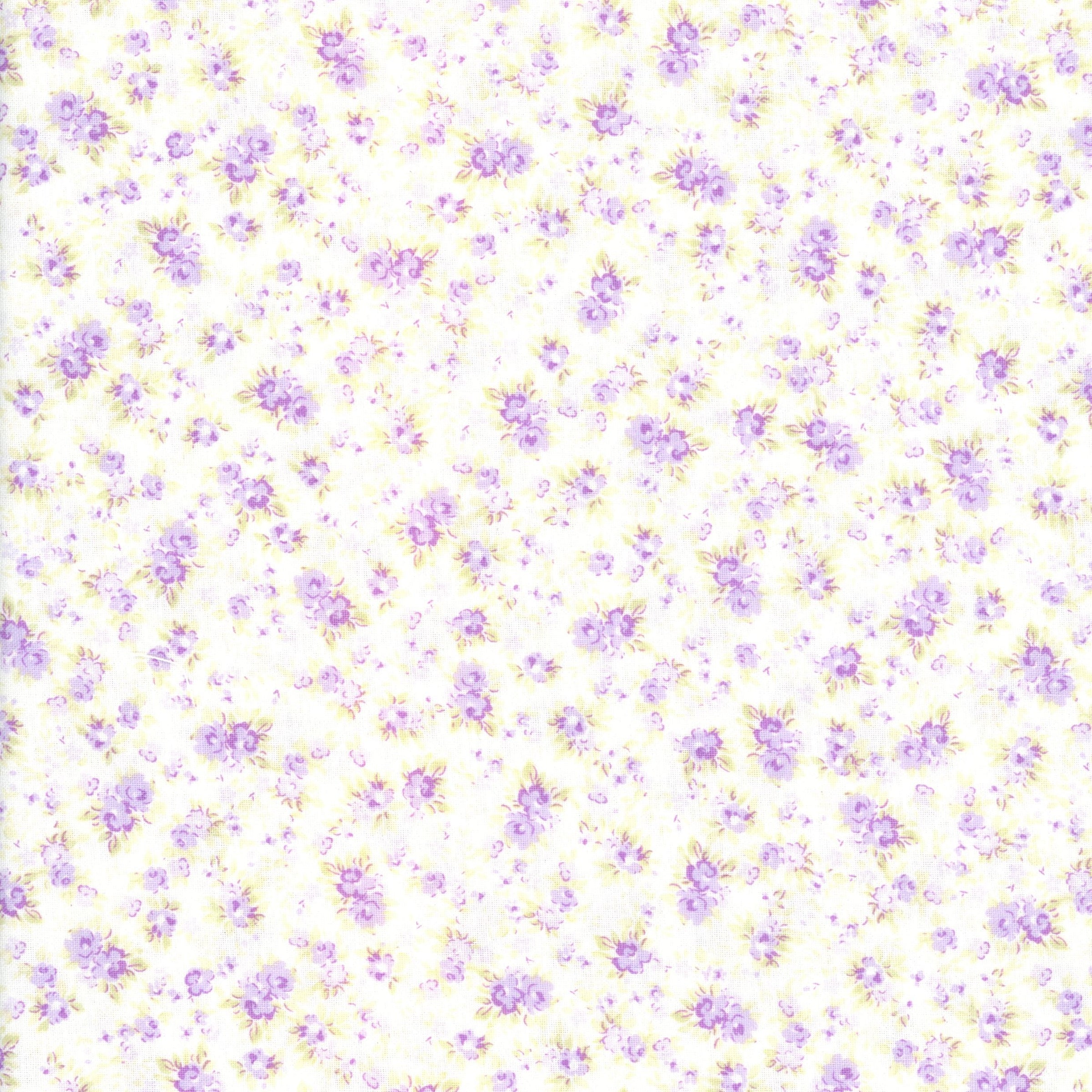 Shabby Chic Garden Rose Collection - Treasures - Patchwork and Quilting Fabric from Brown's Craft Shed (Tags: Fabric cottage cream ditsy floral Floral flowers lilac pastel purple romantic shabby chic Shabby Chic Garden Rose Collection Treasures vintage )